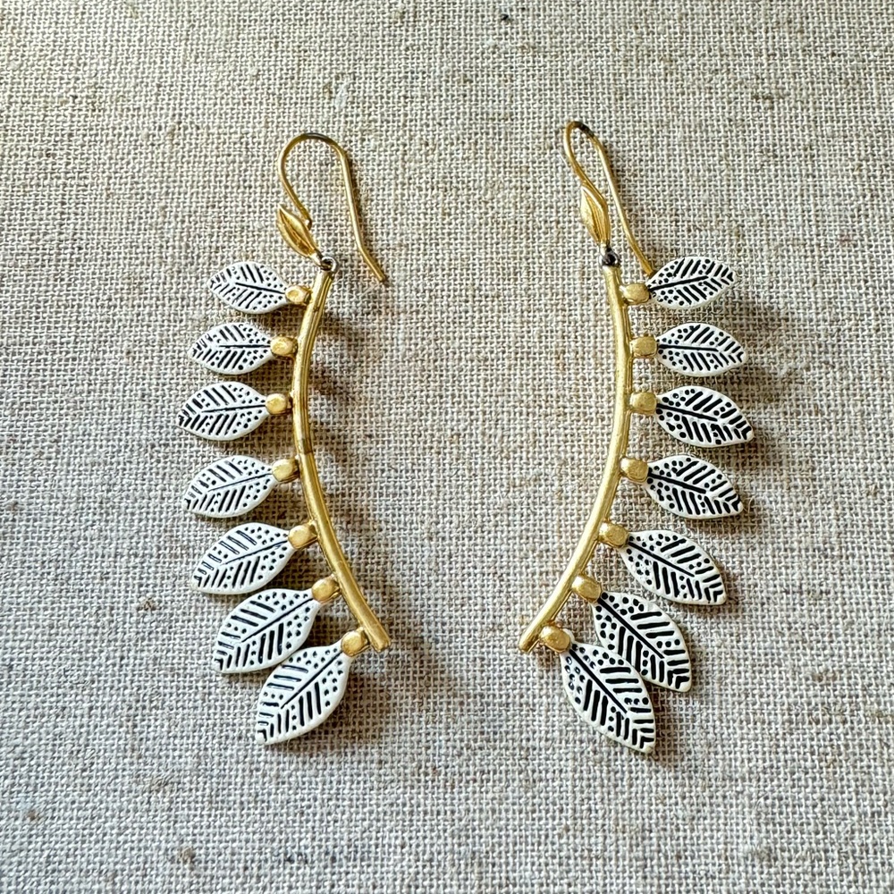Tribal Print Feather Earrings